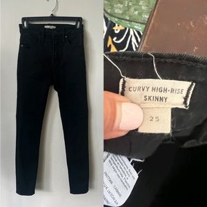 Madewell Curvy High Rise Black Skinny Jeans Size 25
